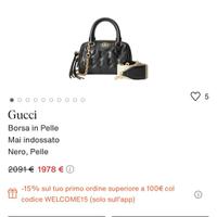Borsa gucci originale nera nuova con dust bag e ce