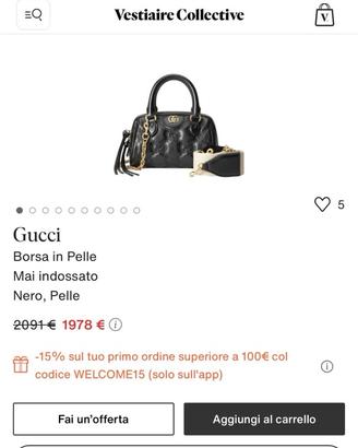 Borsa gucci originale nera nuova con dust bag e ce