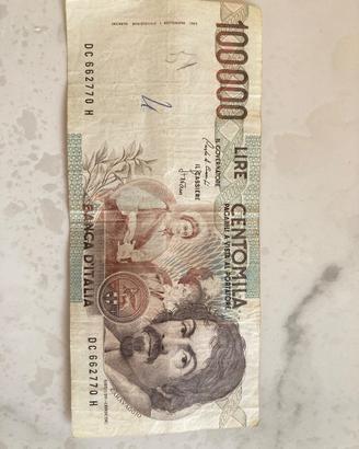 Banconote 100 lire Caravaggio