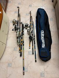 Set 7 x Canne da Pesca + Borsone + Porta Canne