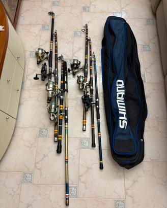 Set 7 x Canne da Pesca + Borsone + Porta Canne