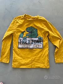 Maglietta cotone manica lunga con stampa T-Rex