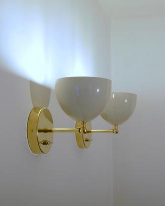 Coppia Applique Wall Lamp Metal Brass Deyroo Italy