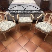 Coppia poltroncine + sgabello panna