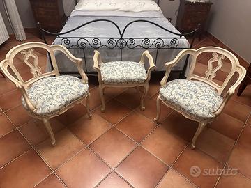 Coppia poltroncine + sgabello panna