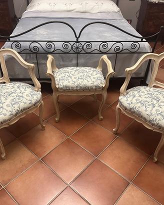 Coppia poltroncine + sgabello panna