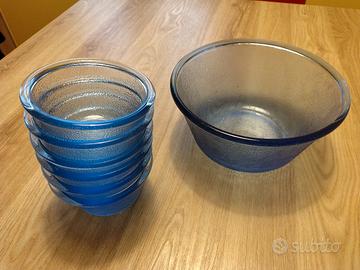 Terrina in vetro con 6 ciotole 