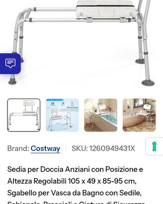 sedia scorrevole x vasca da bagno anziani