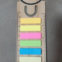set 50 segnalibri in legno con righello e post It