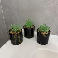 Piantine artificiali con vaso in ceramica 3pz