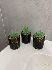 Piantine artificiali con vaso in ceramica 3pz