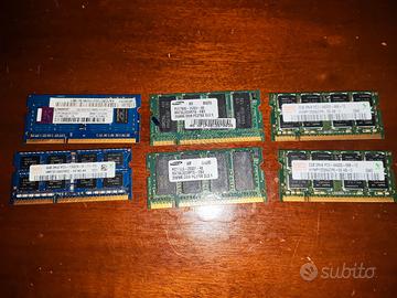 Lotto RAM notebook DDR2 e DDR3 – 4GB / 2GB / 256MB