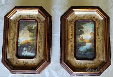 Coppia quadretti vintage paesaggi firmati BARY