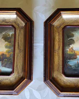 Coppia quadretti vintage paesaggi firmati BARY