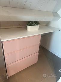 Mobile bagno 3 cassetti con piano bianco