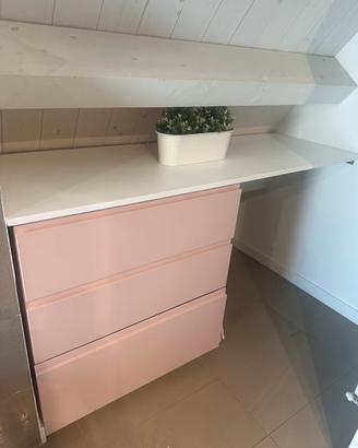 Mobile bagno 3 cassetti con piano bianco