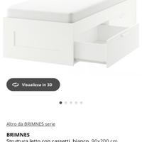 Letto singolo con rete e cassettoni