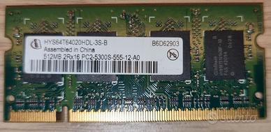 Ram hys64t64020hdl-3s-b 512mb ddr2 5300 667qimonda