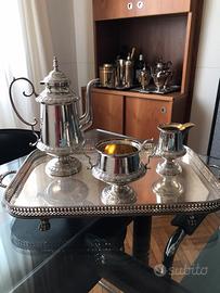 Set te' caffe con vassoio sheffield antico e oro