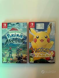 Pokemon let’s go pikachu e Pokemon arceus
