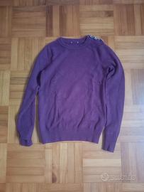 Maglione bordeaux con bottoni gioiello - Taglia S