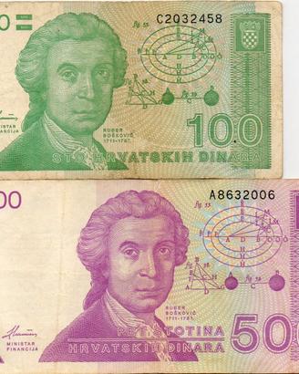 Banconote della Croazia 1991 / Jugoslavia 1981