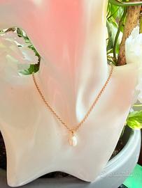 Collana con ciondolo Oro e perla naturale