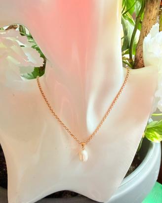 Collana con ciondolo Oro e perla naturale
