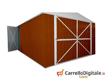 Box acciaio garage lamiera 360x600 legno scuro