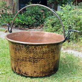 Paiolo di rame vintage di grande dimensione