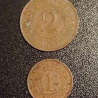SEYCHELLES 2 monete di bronzo Elisabetta II 1963