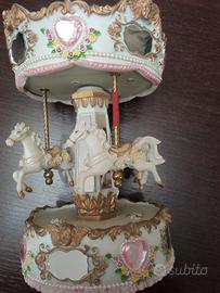 carillon a giostra con cavalli colore rosa