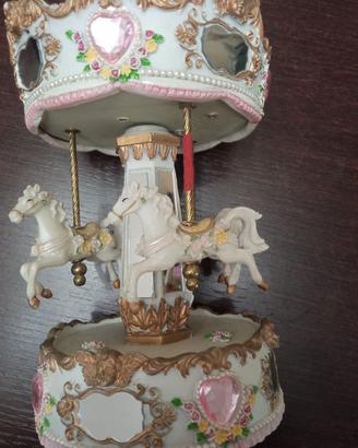 carillon a giostra con cavalli colore rosa