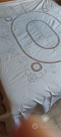 Copriletto vintage anni '60 in lino beige.