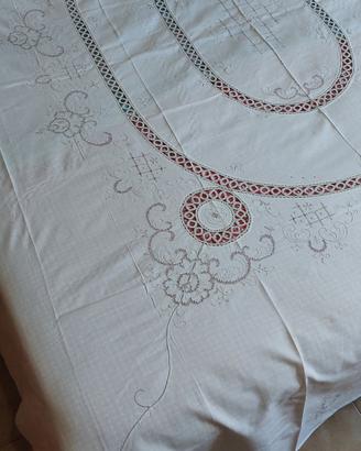 Copriletto vintage anni '60 in lino beige.