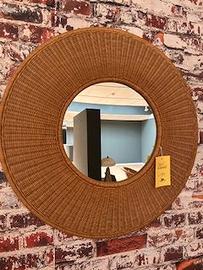 specchio rotondo in midollino