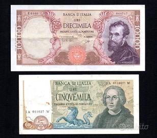 RARI  5000 LIRE COLOMBO E 10000 LIRE MICHELANGELO