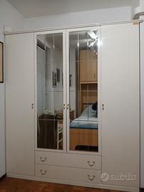 ARMADIO CAMERA DA LETTO 4 ANTE LACCATO BIANCO