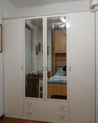 ARMADIO CAMERA DA LETTO 4 ANTE LACCATO BIANCO