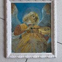 Quadretto in ceramica artistica Angelo con viola