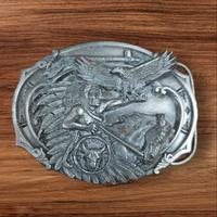 Fibbia per cintura vintage Chief Eagle Feather USA