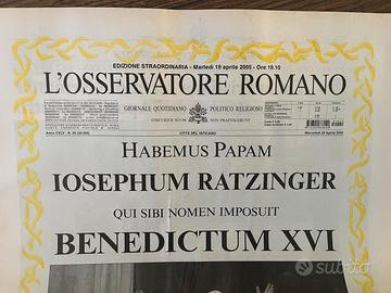Osservatore Romano Habemus papam Ratzinger