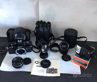 Cosina CS2 ,tre obiettivi, flash e copriluce sigma