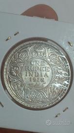 moneta d'argento una rupia india britanica 