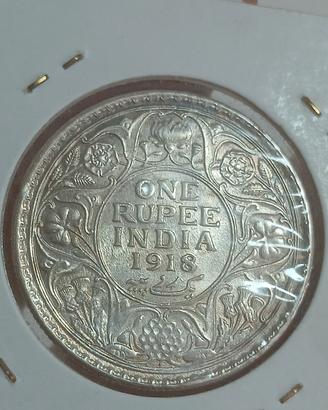moneta d'argento una rupia india britanica 