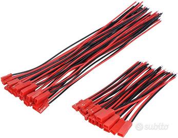 20 Connettori JST 2 Pin 22AWG con Cavo