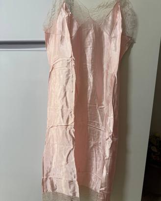Vestaglia sottoveste rosa e bianca