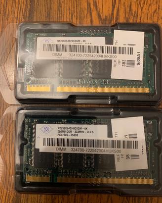 Coppia RAM 2x 256MB DDR 333MHz PC2700 SODIMM