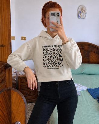 Felpa Zara animalier ragazza Baby tee panna