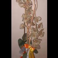 Vaso color argento portafiori e rami in legno.28x2